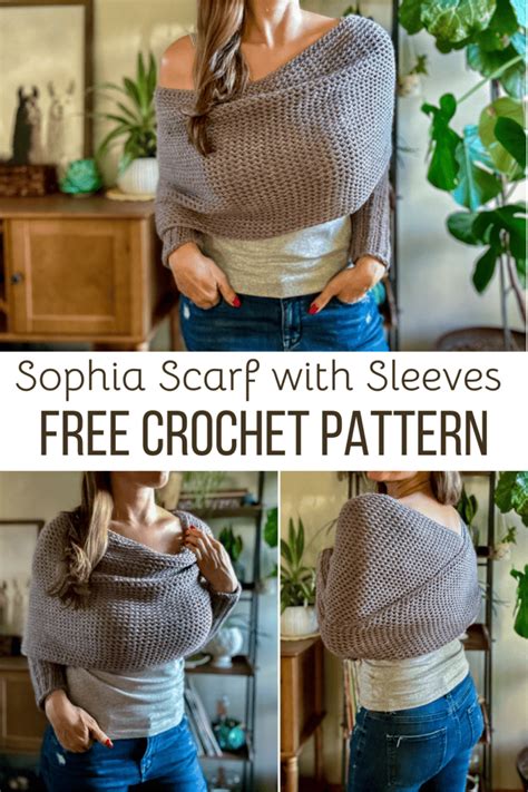 scarf with sleeves crochet pattern|crochet sophia scarf patterns.